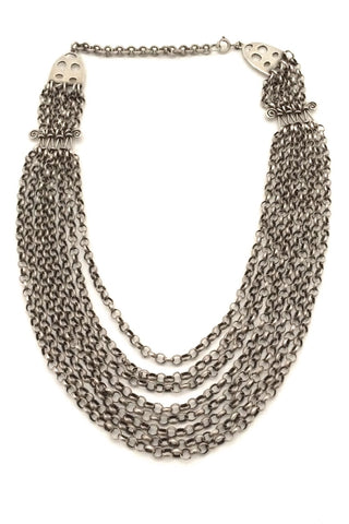 Vintage classic multi strand sterling silver chain necklace from Finland