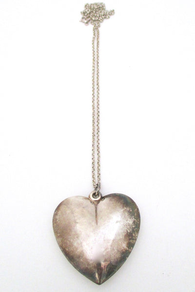 vintage Finland sterling silver large heart pendant neccklace
