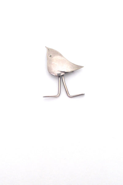 Frances Holmes Boothby USA vintage modernist silver standing bird brooch mid century modern design