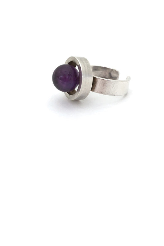 Franz Scheuerle Germany vintage silver amethyst mid century Modernist ring