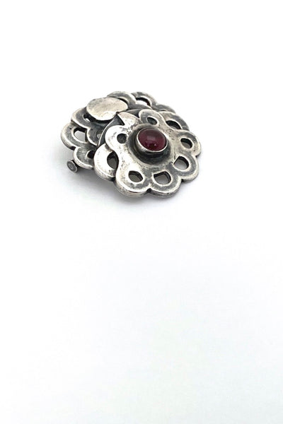 Georg Jensen Denmark early vintage silver garnet brooch 69 Scandinavian Modern jewelry design