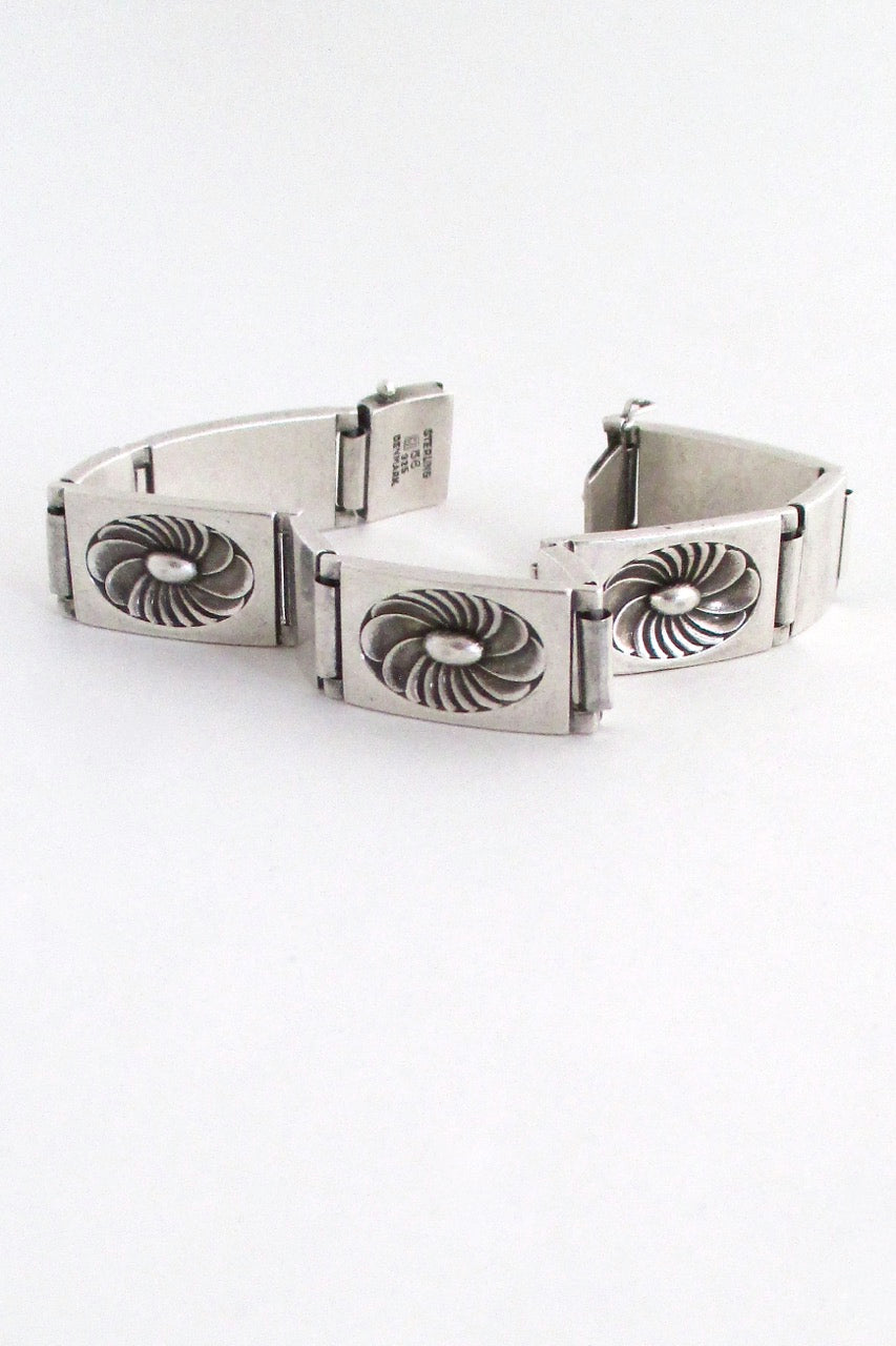 detail Georg Jensen Denmark vintage silver heavy link bracelet # 56 by Henry Pilstrup