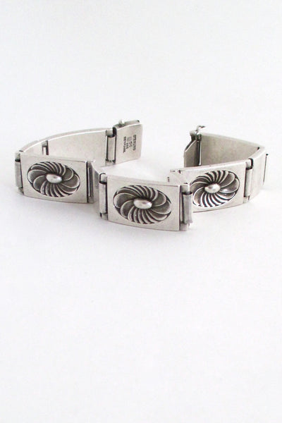 detail Georg Jensen Denmark vintage silver heavy link bracelet # 56 by Henry Pilstrup