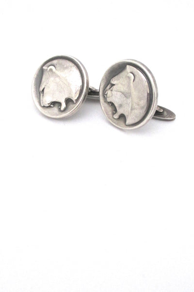 Georg Jensen Denmark vintage silver large Panther cufflinks 76 by Arno Malinowski