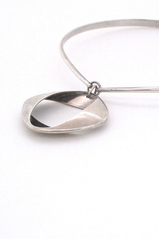 Georg Jensen Denmark vintage modernist silver pendant 368 by Henning Koppel on original neck ring