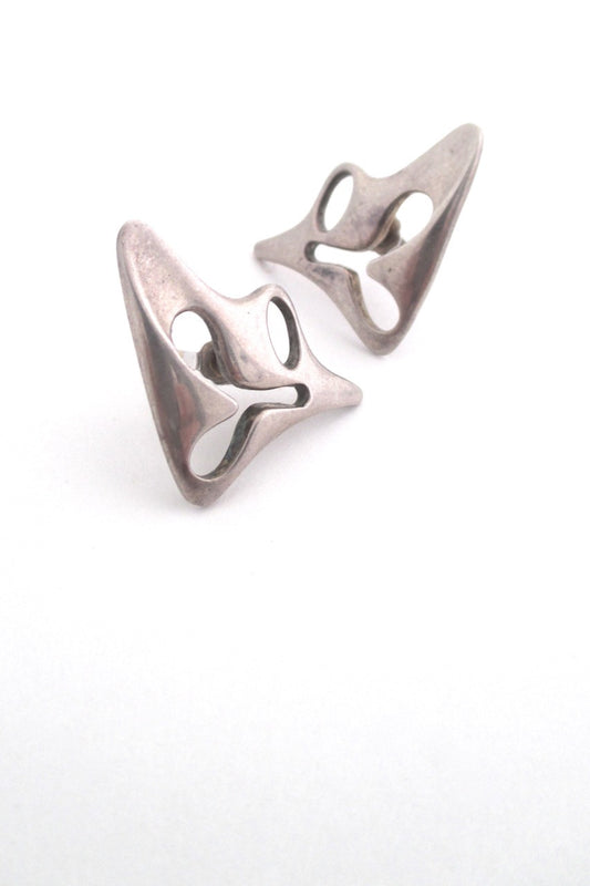Georg Jensen Denmark vintage Scandinavian Modern silver earrings 119 by Henning Koppel