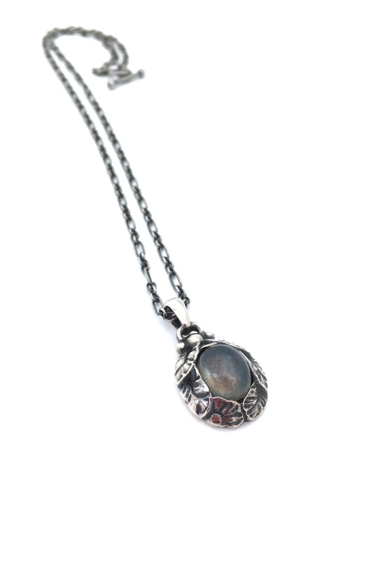 Georg Jensen Denmark vintage silver labradorite Annual Heritage necklace 1997 Scandinavian design jewelry