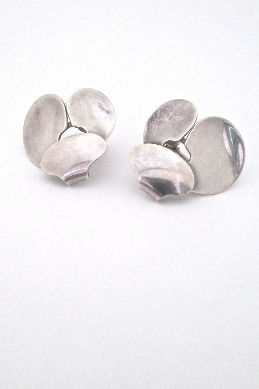 Georg Jensen Denmark vintage silver Scandinavian Modern earrings # 166 by Ibe Dahlquist