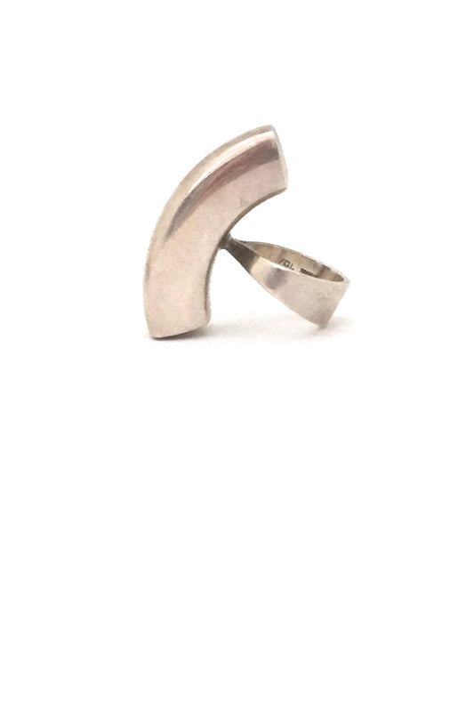 profile Georg Jensen Denmark large vintage silver Modernist ring 157 by Astrid Fog rare