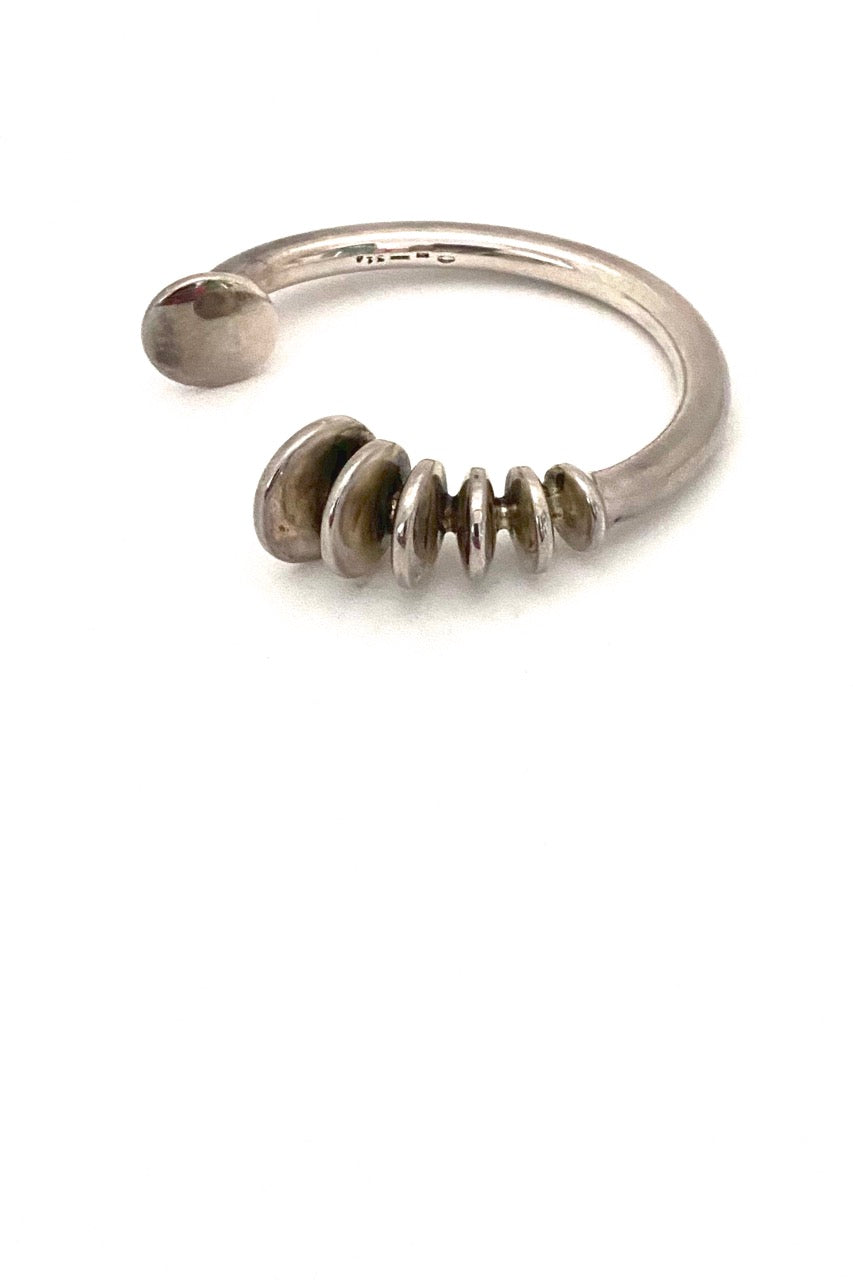 Georg Jensen Denmark vintage heavy silver cuff bracelet by Anette Kraen 1970s Scandinavian Modernist jewelry design