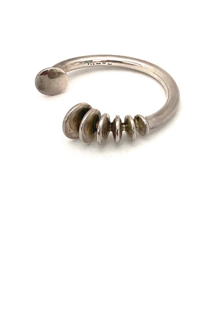 Georg Jensen Denmark vintage heavy silver cuff bracelet by Anette Kraen 1970s Scandinavian Modernist jewelry design