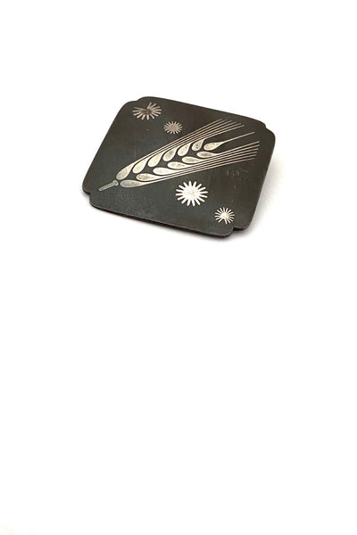 Georg Jensen Denmark vintage silver iron wheat brooch 5001C by Arno Malinowski Scandinavian jewelry design