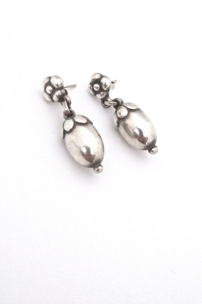 detail Georg Jensen Denmark vintage silver acorn drop earrings # 4
