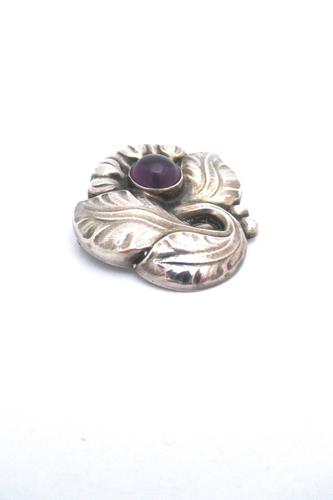 Georg Jensen Denmark vintage silver amethyst brooch designed by Georg Jensen ca. 1908