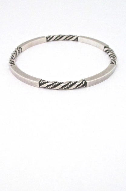 Georg Jensen Denmark vintage twisted silver bangle bracelet 17C design by Georg Jensen