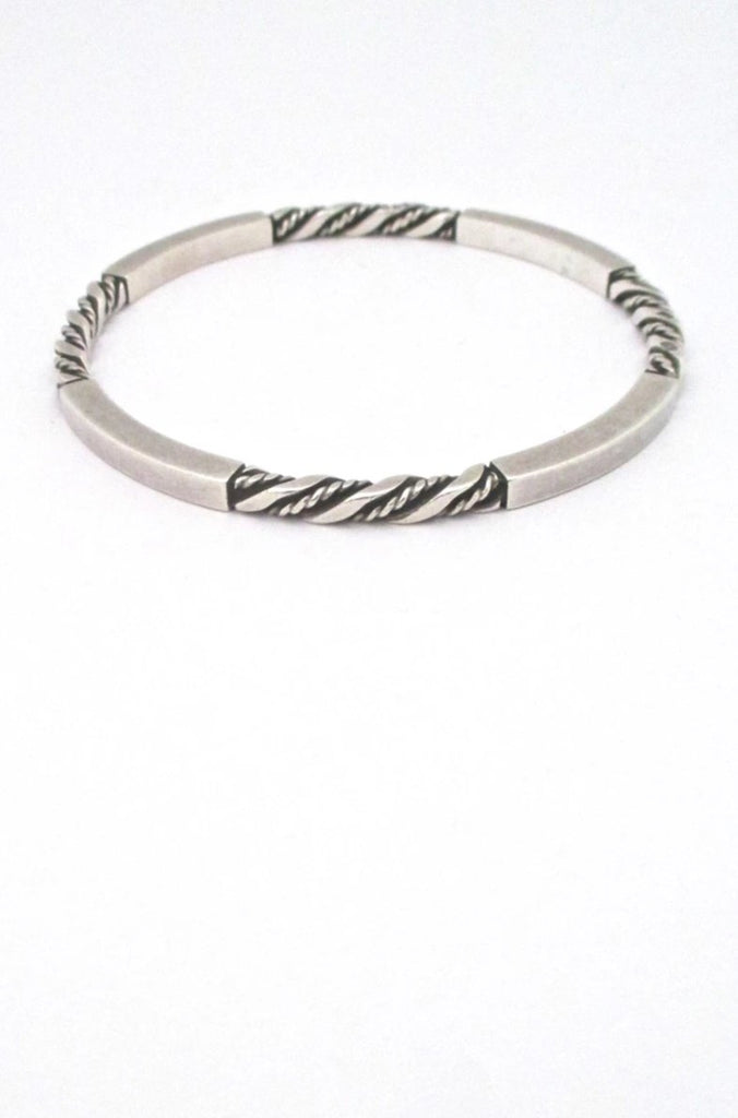 Georg Jensen Denmark vintage twisted silver bangle bracelet 17C design by Georg Jensen
