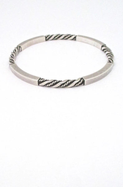 Georg Jensen Denmark vintage twisted silver bangle bracelet 17C design by Georg Jensen