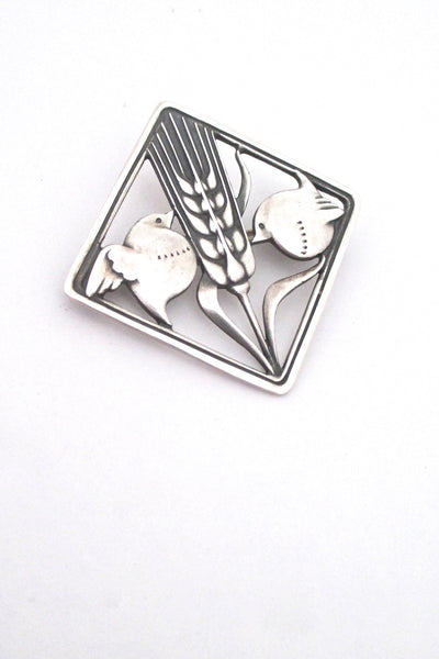 Georg Jensen Denmark vintage silver bird wheat brooch 250 by Arno Malinowski 