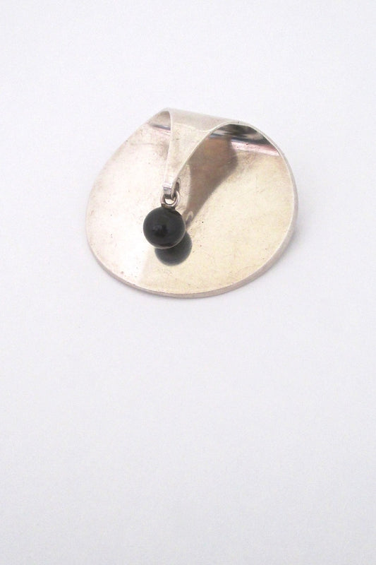 Georg Jensen vintage silver onyx Scandinavian Modern kinetic brooch # 336 by Nanna Ditzel