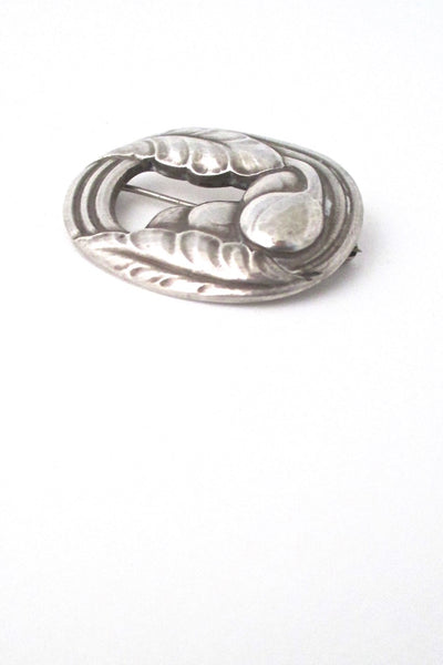 detail Georg Jensen Denmark vintage silver floral skonvirke brooch 18