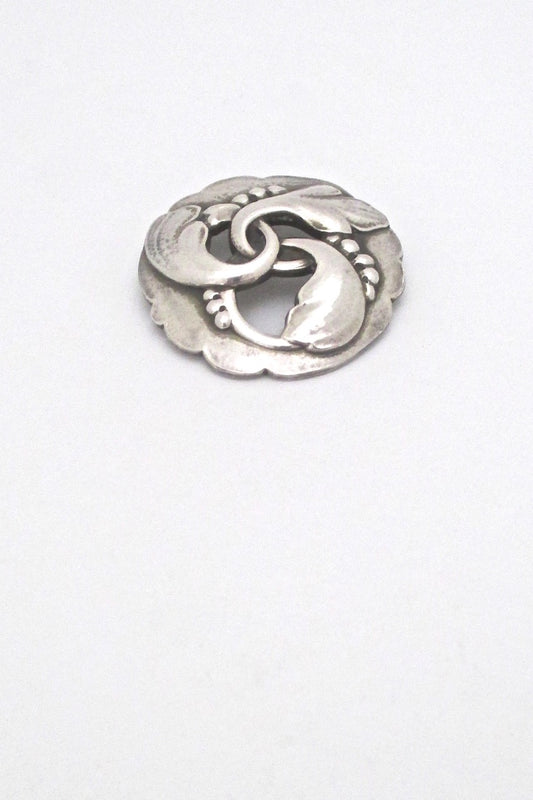 Georg Jensen vintage silver floral skonvirke brooch 20 designed by Georg Jensen
