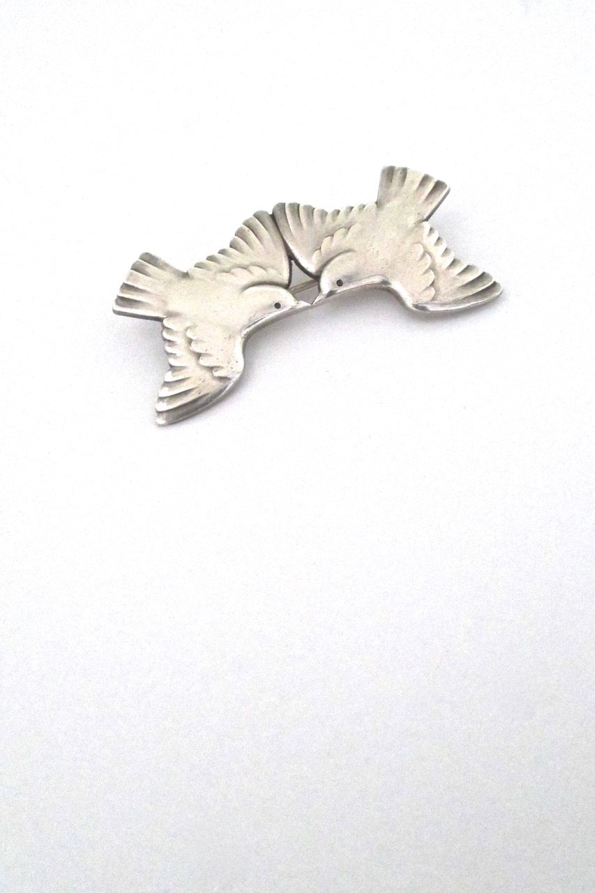 Georg Jensen Denmark vintage silver two swallows bird brooch 316A