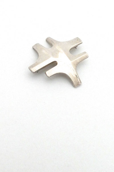 Georg Jensen Denmark vintage silver Scandinavian Modernist jewelry design brooch 360
