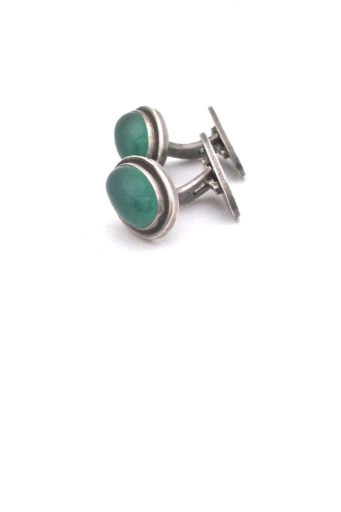 Georg Jensen Denmark vintage silver and chrysoprase cufflinks 44B by Harald Nielsen
