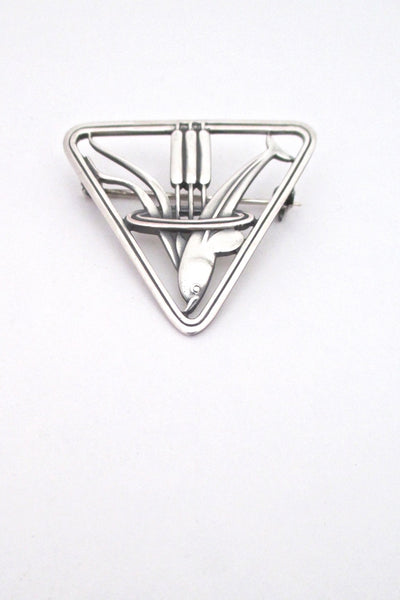 Georg Jensen Denmark vintage silver diving dolphin brooch 257 by Arno Malinowski 