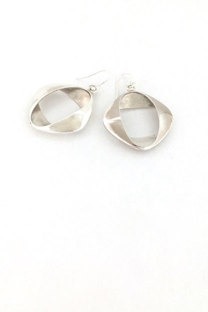 detail Georg Jensen Denmark vintage silver earrings 190 by Henning Koppel Scandinavian Modernist jewelry design