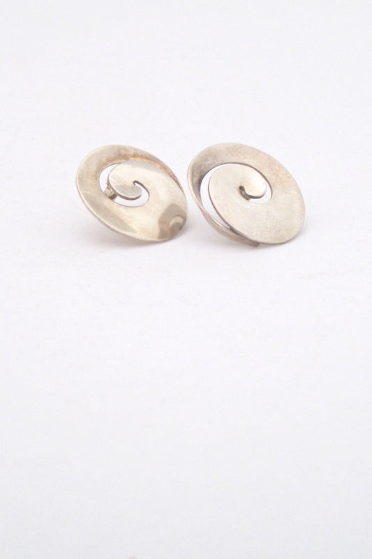 Georg Jensen Denmark vintage silver swirl earrings 371A by Vivianna Torun