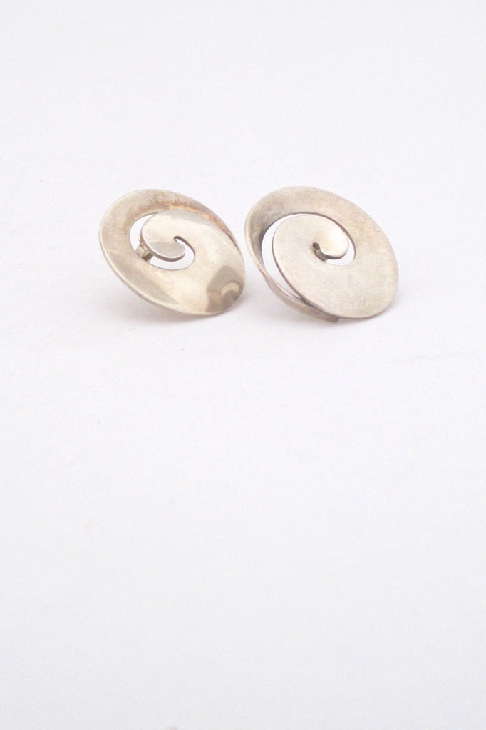 Georg Jensen Denmark vintage silver swirl earrings 371A by Vivianna Torun