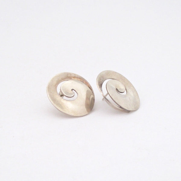 profile Georg Jensen Denmark vintage silver swirl earrings 371A by Vivianna Torun