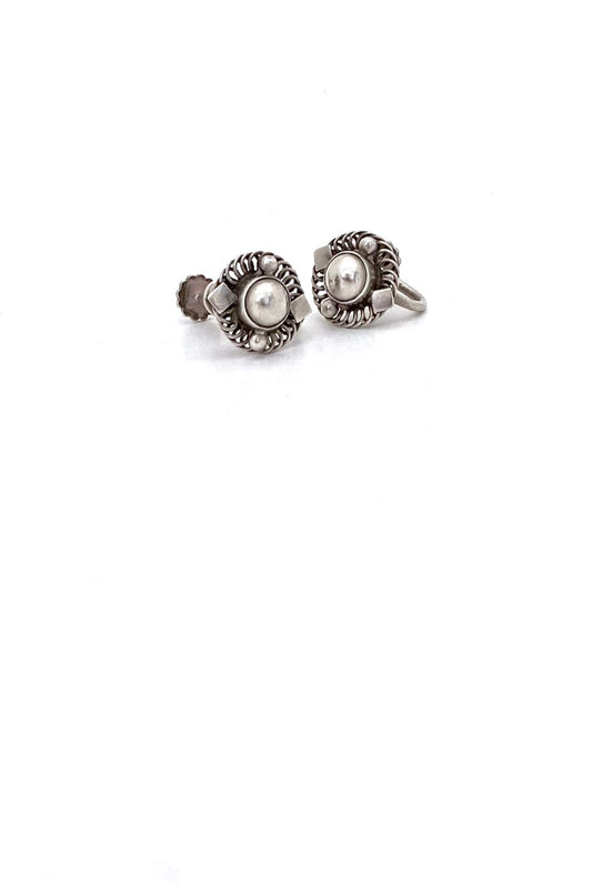 Georg Jensen Denmark vintage silver earrings 38A Georg Jensen design circa 1918 Scandinavian design jewelry