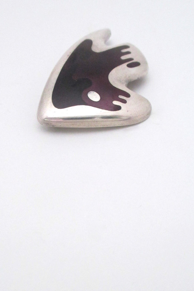 profile Georg Jensen Denmark vintage Scandinavian Modern silver enamel brooch 307 by Henning Koppel 