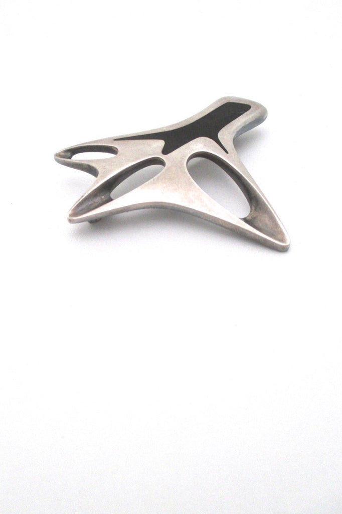 Georg Jensen Denmark vintage Scandinavian Modernist sterling & enamel brooch # 323 by Henning Koppel