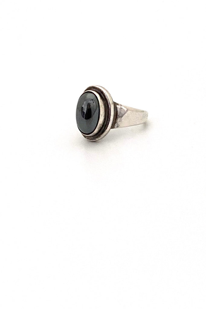 Georg Jensen Denmark vintage silver hematite ring 46B Harald Nielsen