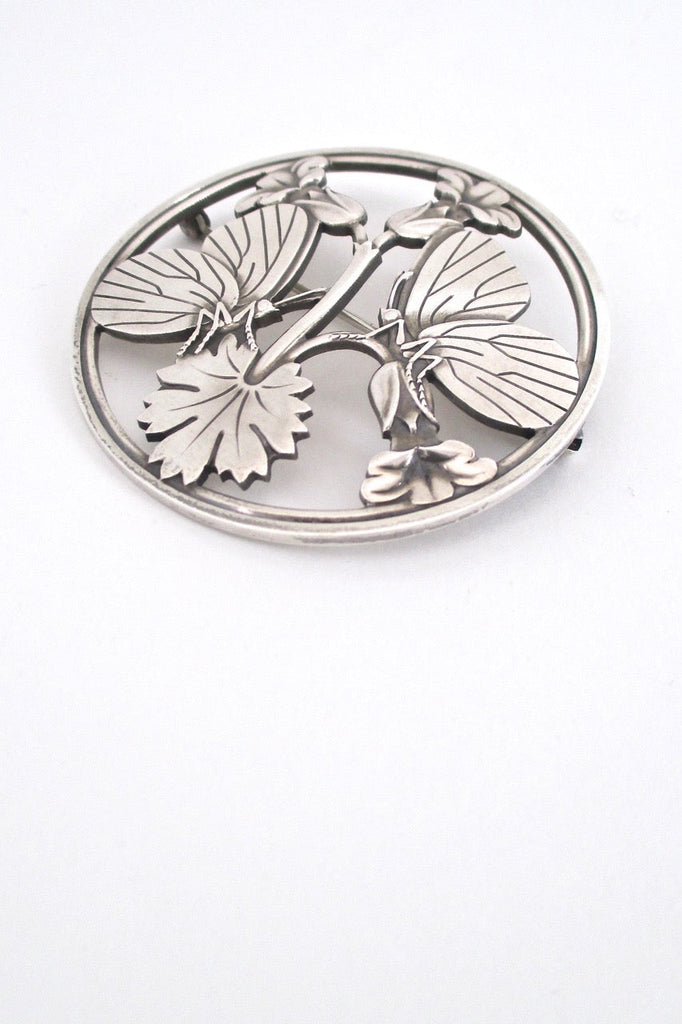 detail Georg Jensen Denmark vintage sterling silver large butterfly brooch by Arno Malinowski Scandinavian design jewelry
