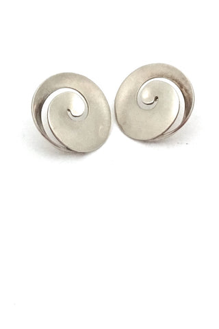Georg Jensen Denmark vintage silver swirl earrings 371B by Vivianna Torun large Scandinavian Modern design