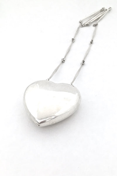 Georg Jensen Denmark large vintage silver heart pendant necklace 126 by Astrid Fog Scandinavian Modern design