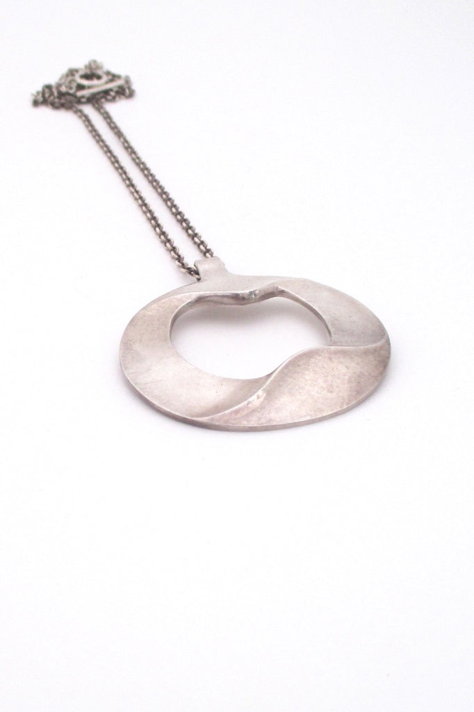 detail Georg Jensen Denmark large vintage silver pendant 121 by Henning Koppel Scandinavian Modern design