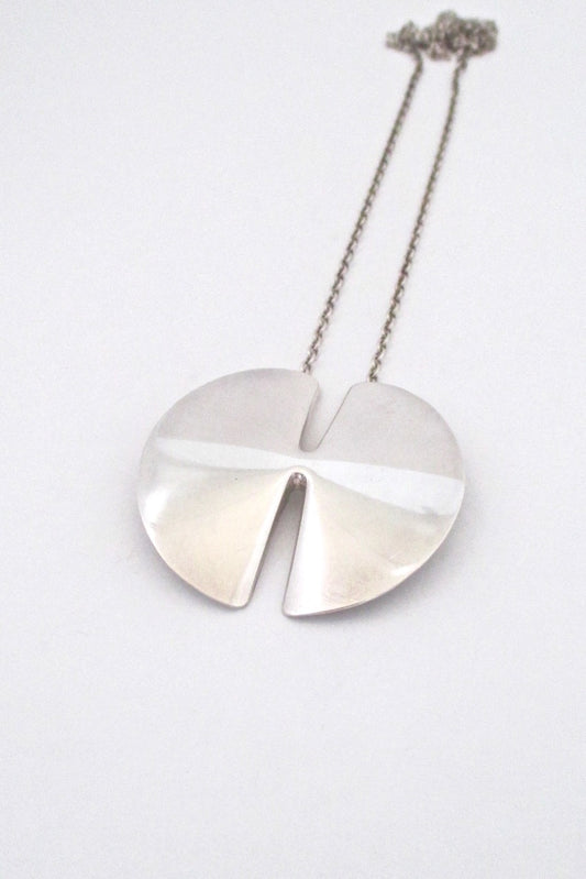 Georg Jensen Denmark Modernist silver pendant necklace 337A in the large size by Nanna Ditzel 1963