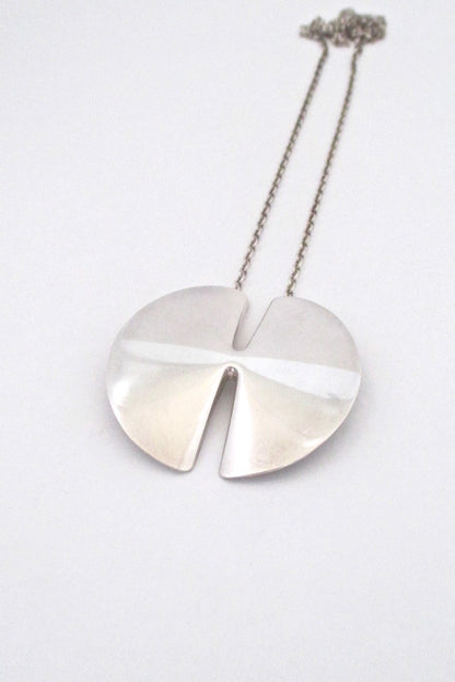 Georg Jensen Denmark Modernist silver pendant necklace 337A in the large size by Nanna Ditzel 1963