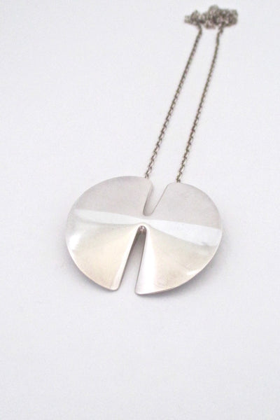 Georg Jensen Denmark Modernist silver pendant necklace 337A in the large size by Nanna Ditzel 1963