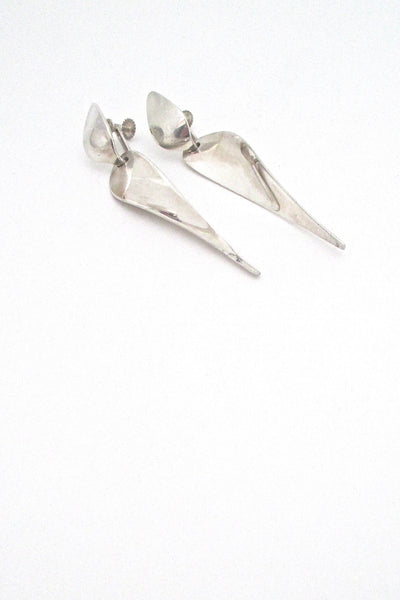 profile Georg Jensen vintage silver long drop earrings 128 by Nanna Ditzel Scandinavian Modernist design jewelry