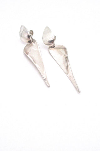 Georg Jensen vintage silver long drop earrings 128 by Nanna Ditzel Scandinavian Modernist design jewelry