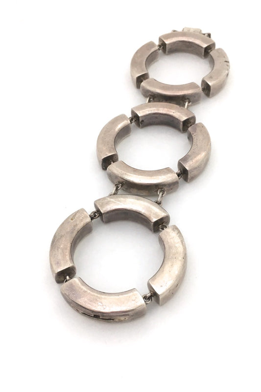 Georg Jensen Denmark vintage silver massive bracelet 217 by Astrid Fog 1970 rare Scandinavian Modernist jewelry design