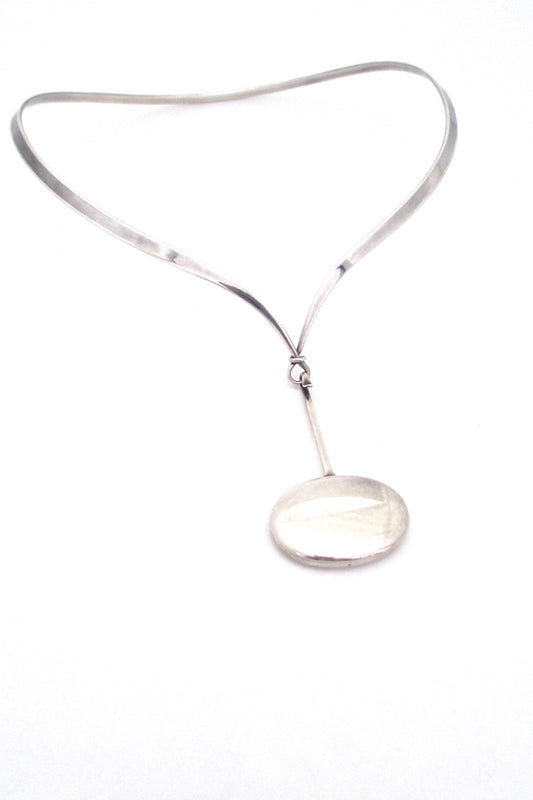 Georg Jensen Denmark vintage silver neck ring 169 and pendant 304 by  Vivianna Torun Scandinavian Modern design