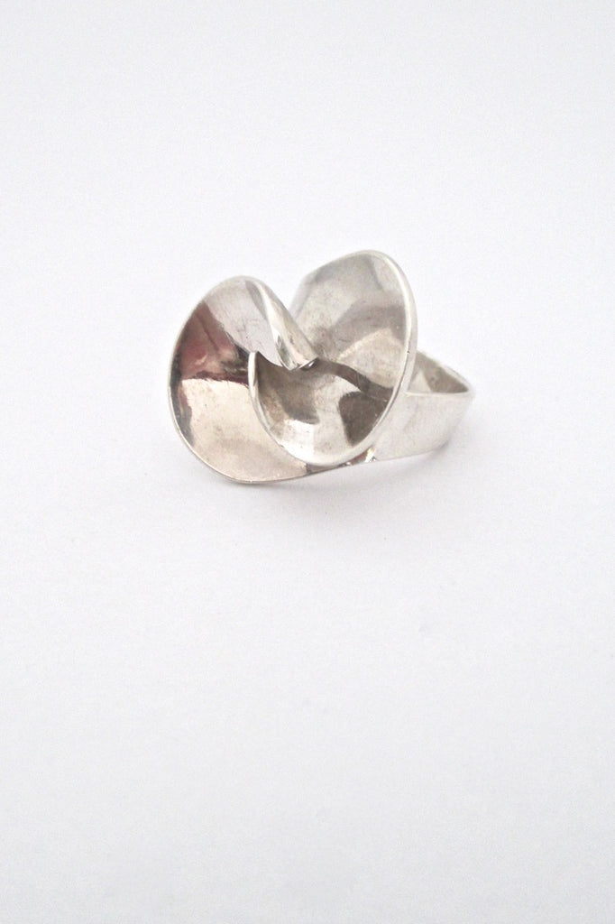 Georg Jensen Denmark vintage Modernist silver swirl ring 130 by Ibe Dahlquist