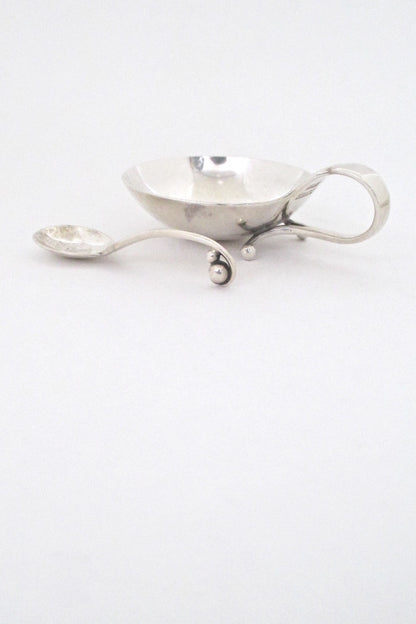 Georg Jensen Denmark vintage silver open salt and spoon 110 by Georg Jensen